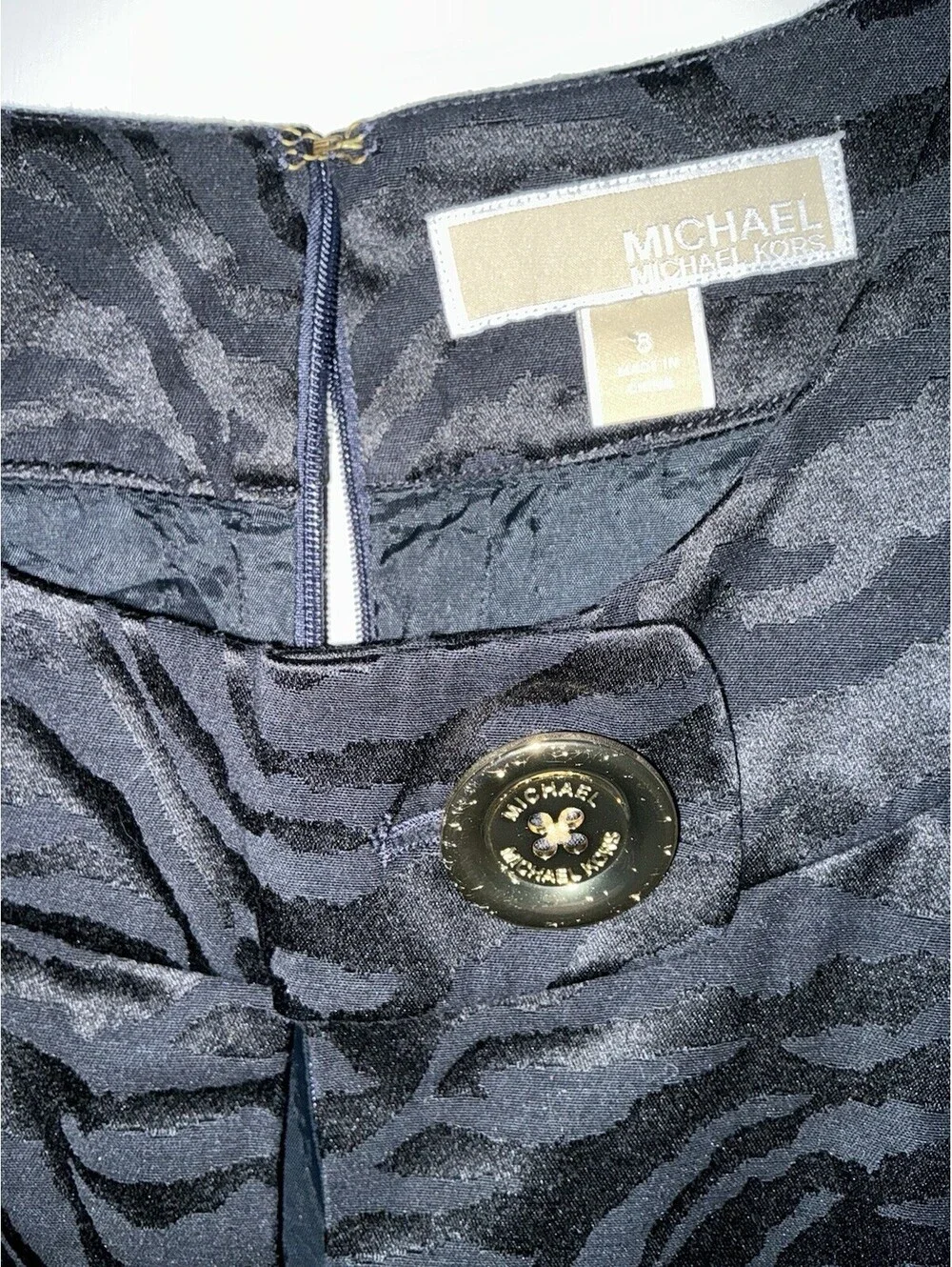 Michael Kors Women's Jacquard Sheath Dress – Sz 8 Button Animal Micheal